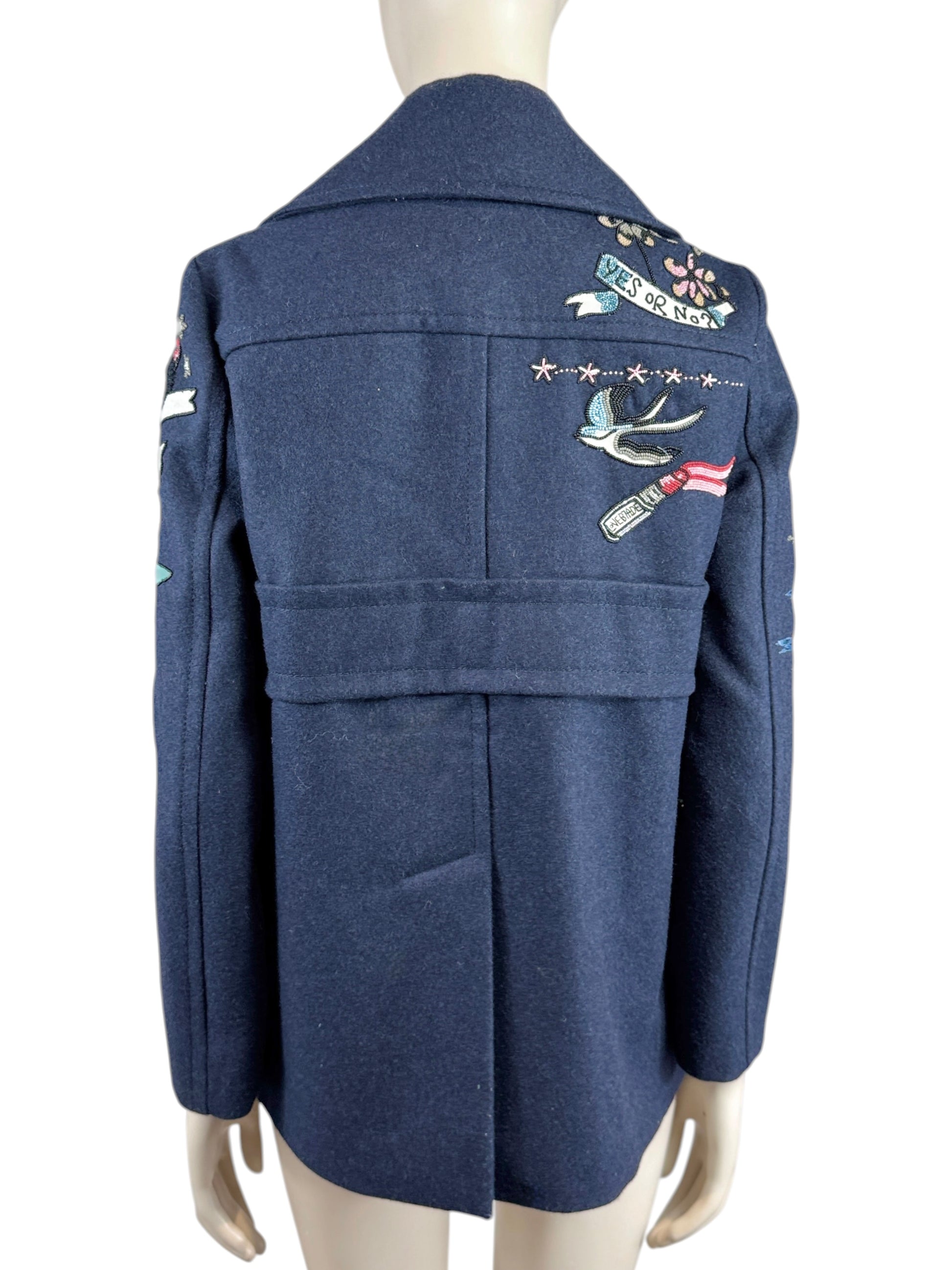 Valentino Pierpaolo Piccioli Prefall 2016 Navy embroidered peacoat