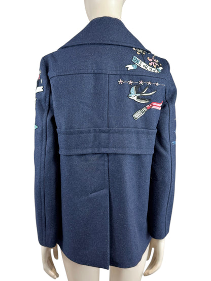Valentino Pierpaolo Piccioli Prefall 2016 Navy embroidered peacoat