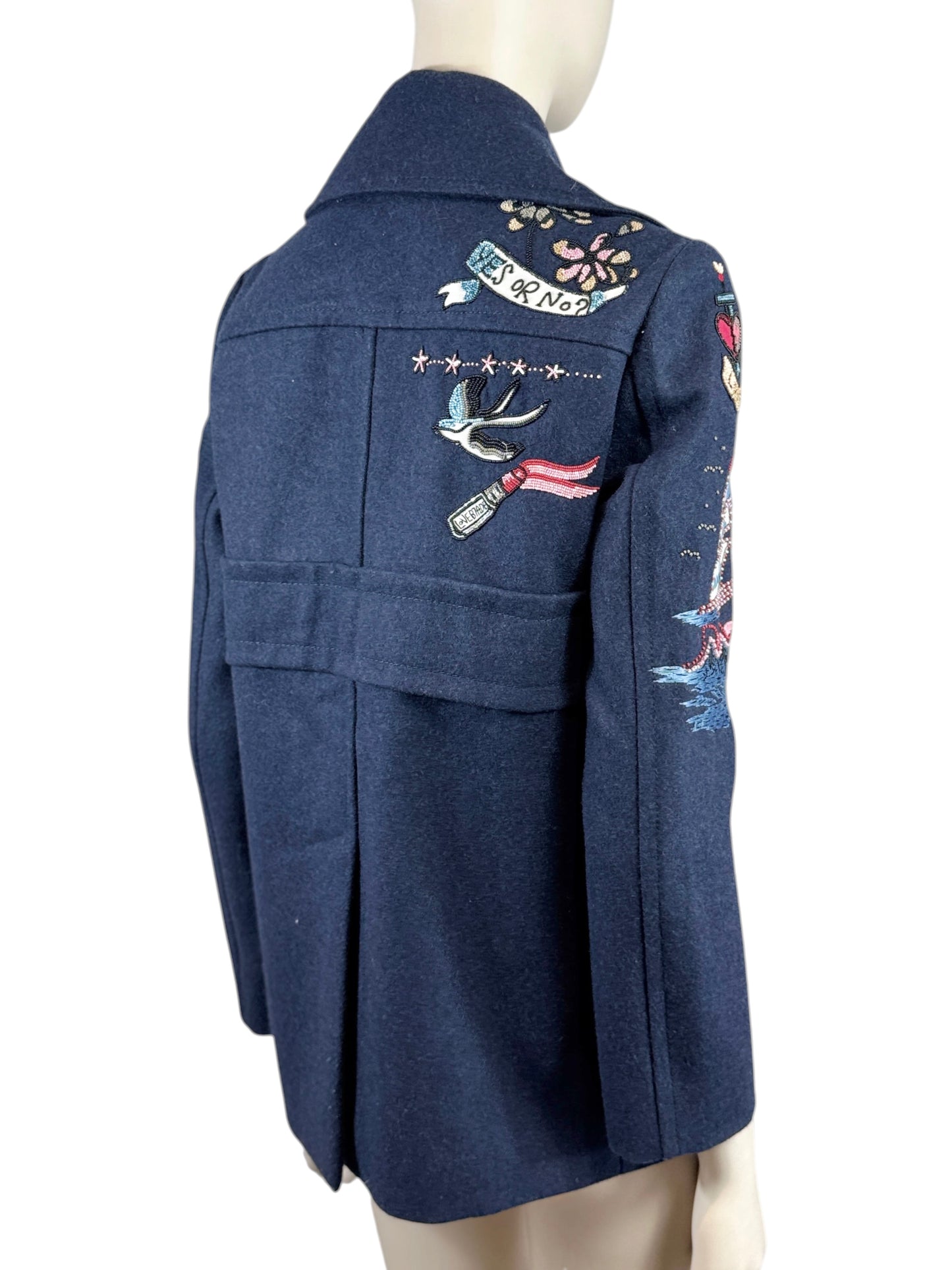 Valentino Pierpaolo Piccioli Prefall 2016 Navy embroidered peacoat