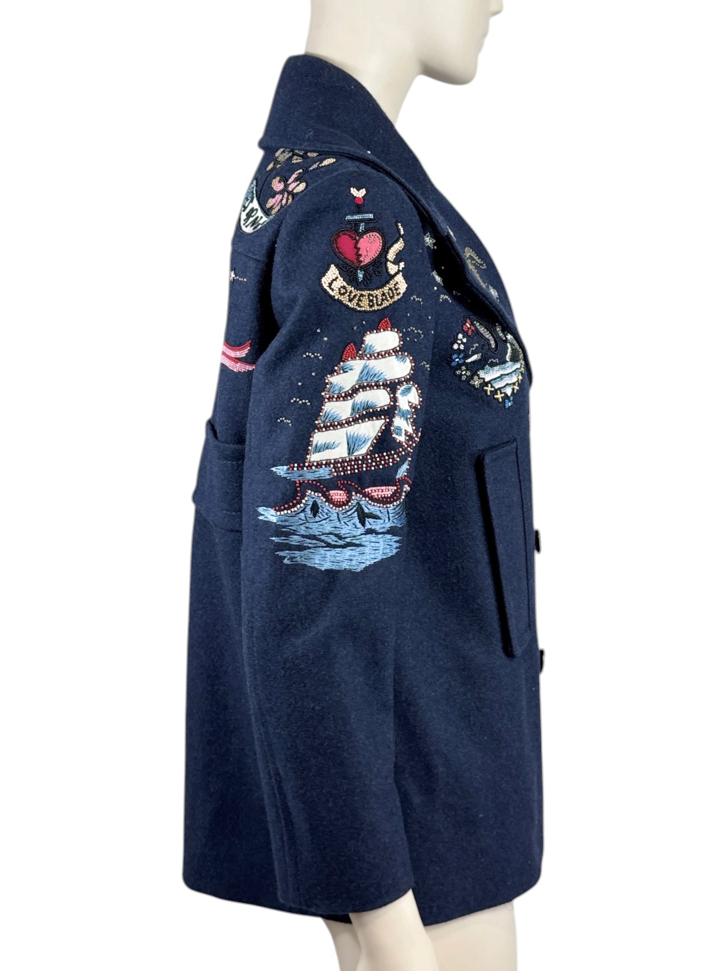 Valentino Pierpaolo Piccioli Prefall 2016 Navy embroidered peacoat
