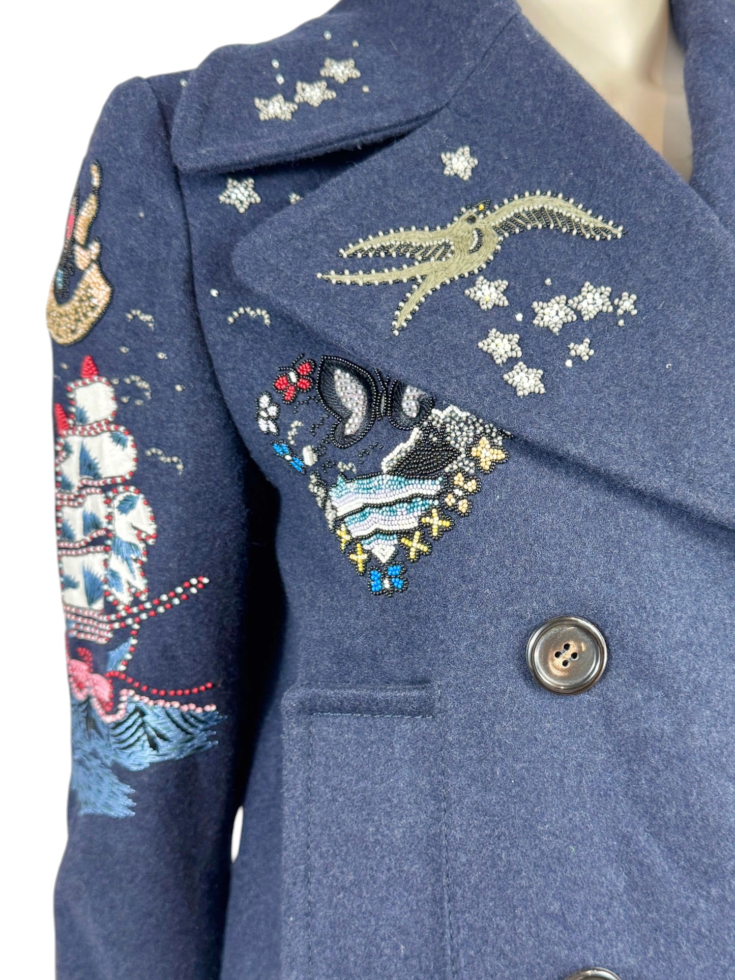 Valentino Pierpaolo Piccioli Prefall 2016 Navy embroidered peacoat