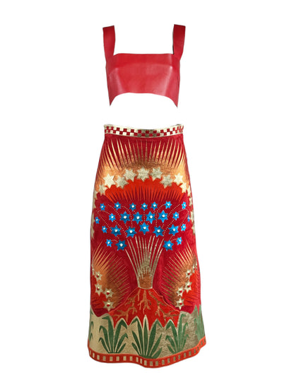 Valentino Pierpaolo Piccioli Prefall 2016 Red leather volcano set