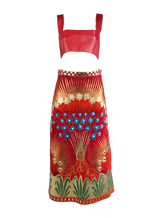Valentino Pierpaolo Piccioli Prefall 2016 Red leather volcano set