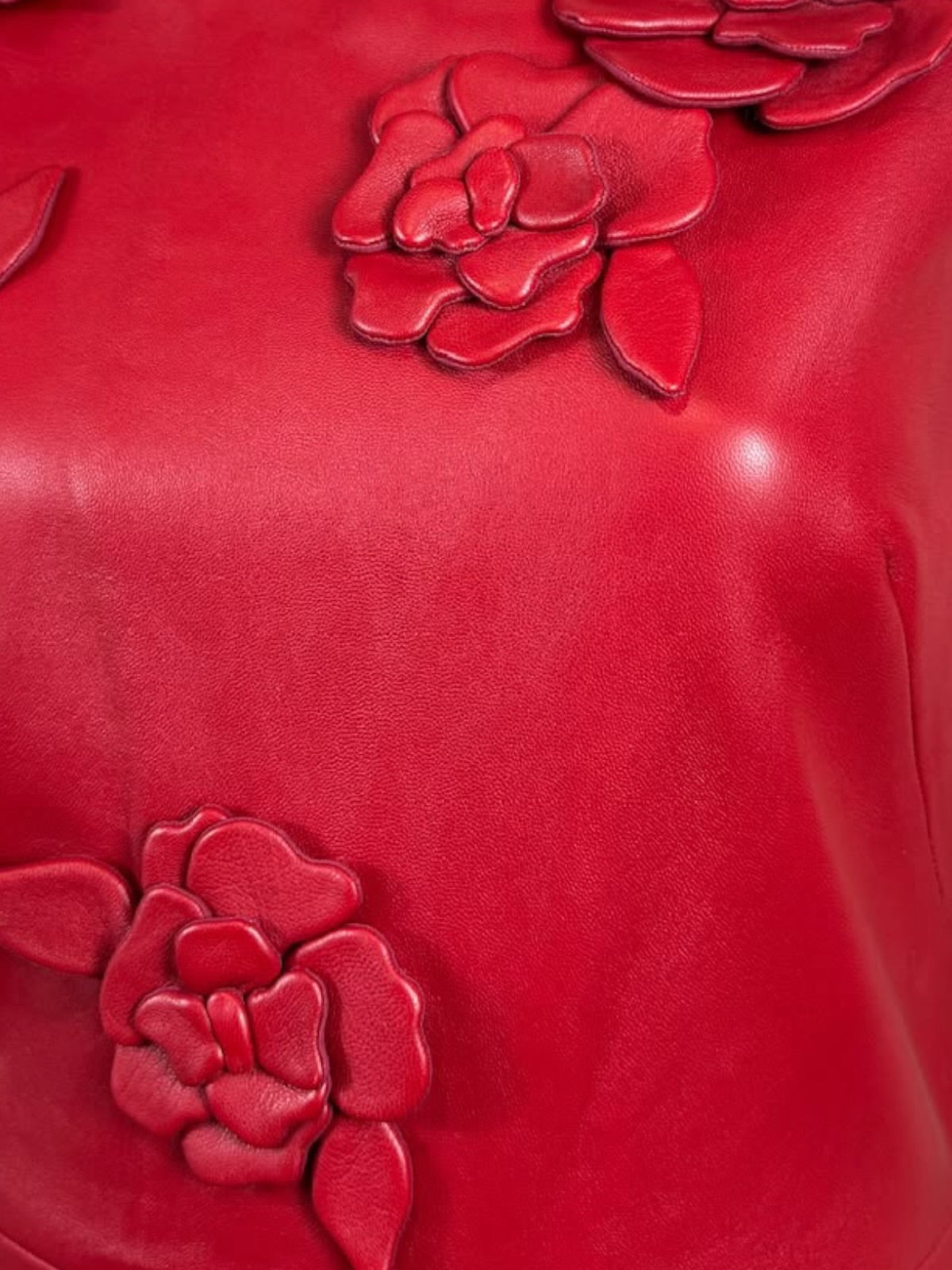 Valentino Pierpaolo Piccioli Prefall 2024 Look 21 Red floral lambskin dress