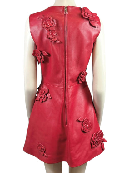 Valentino Pierpaolo Piccioli Prefall 2024 Look 21 Red floral lambskin dress