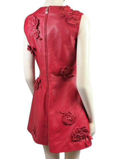 Valentino Pierpaolo Piccioli Prefall 2024 Look 21 Red floral lambskin dress