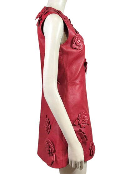 Valentino Pierpaolo Piccioli Prefall 2024 Look 21 Red floral lambskin dress