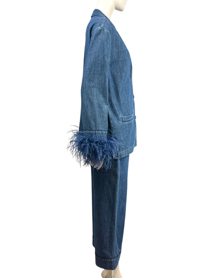 Valentino Pierpaolo Piccioli Resort 2023 Denim pant suits ostrich feathers