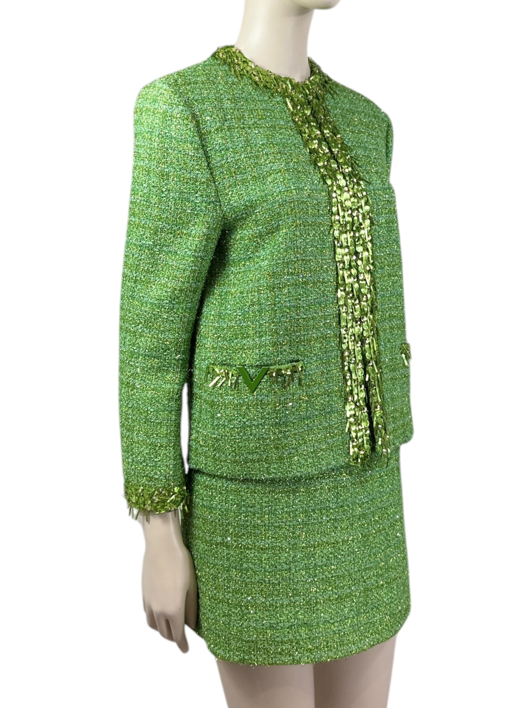 Valentino Pierpaolo Piccioli Spring 2023 green tweed set
