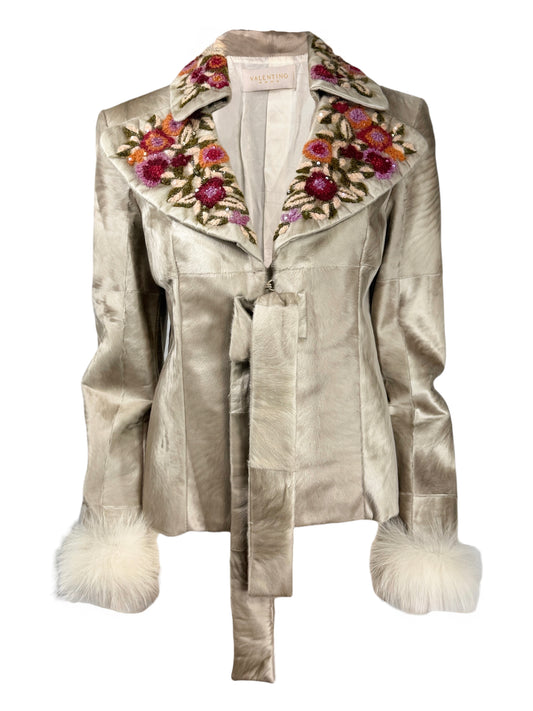 Valentino Roma 2002 Indian lamb jacket embroidered