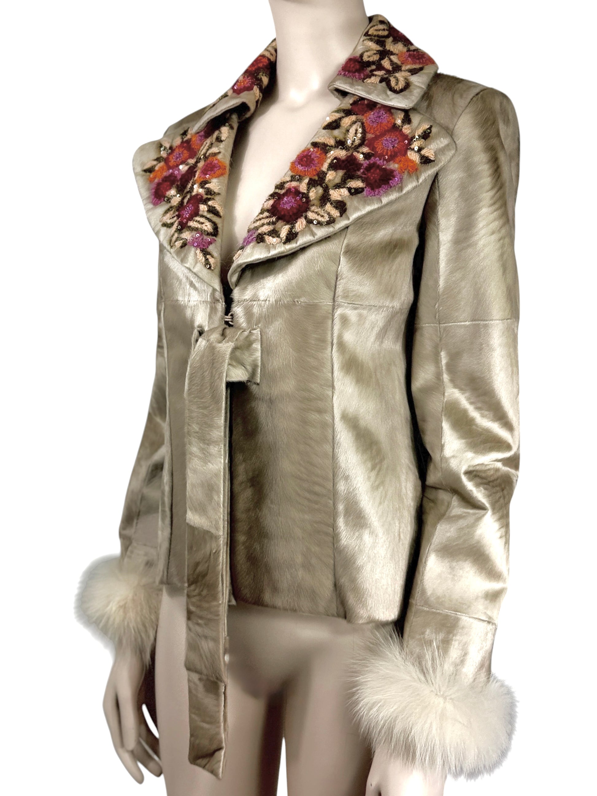 Valentino Roma 2002 Indian lamb jacket embroidered