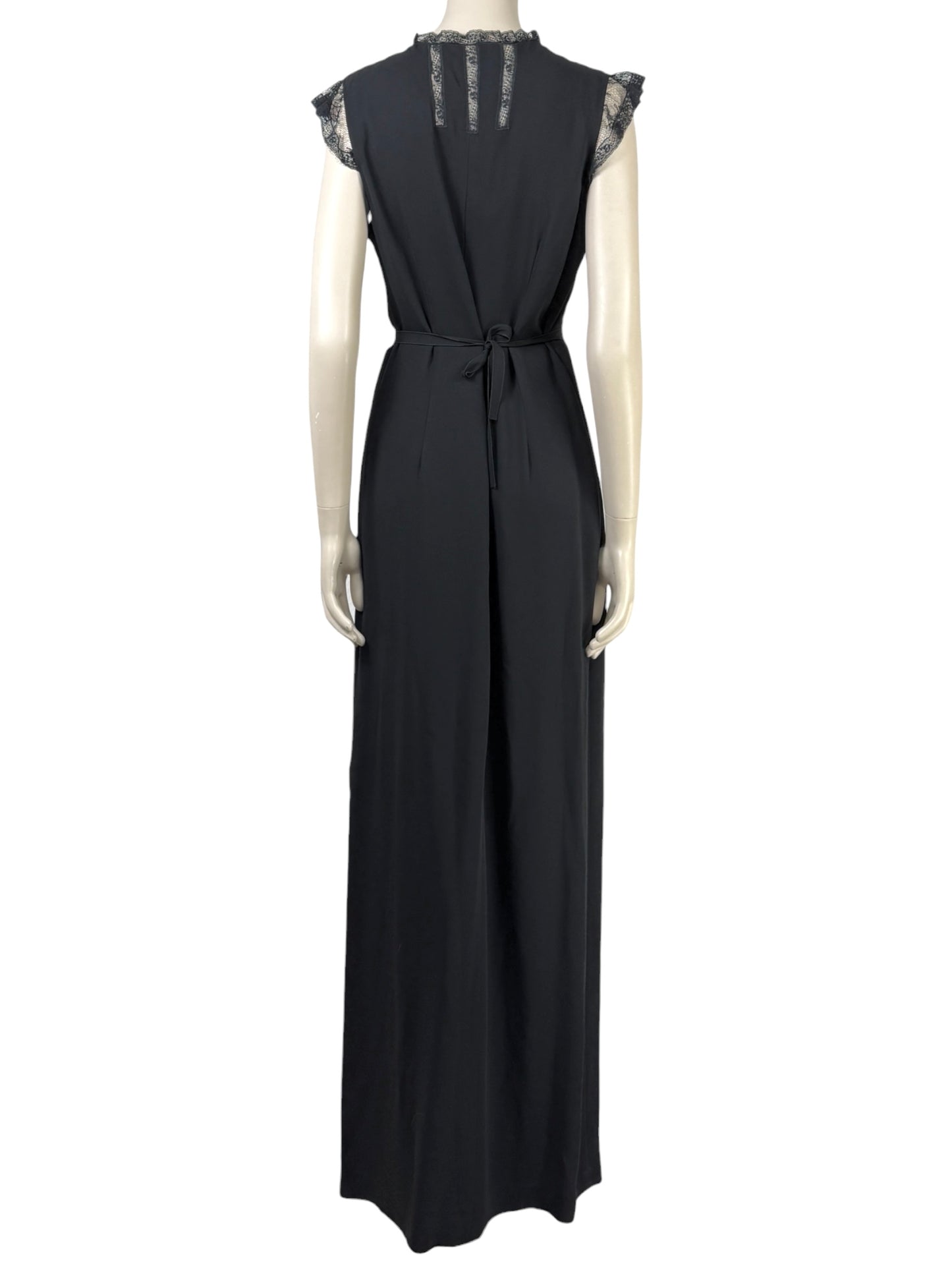 Valentino Roma  Pierpaolo Piccioli & Maria Grazia Chiuri - Spring/Summer 2011  Long sleeveless dress in black crepe, bodice embroidered with small flowers 3