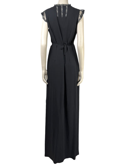 Valentino Roma  Pierpaolo Piccioli & Maria Grazia Chiuri - Spring/Summer 2011  Long sleeveless dress in black crepe, bodice embroidered with small flowers 3