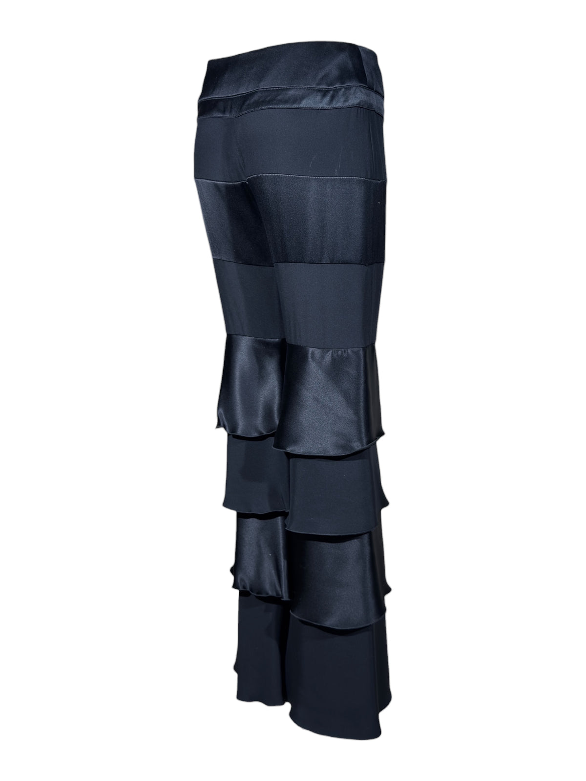 Valentino Spring 2002 Black crepe silk and satin ruffle pants