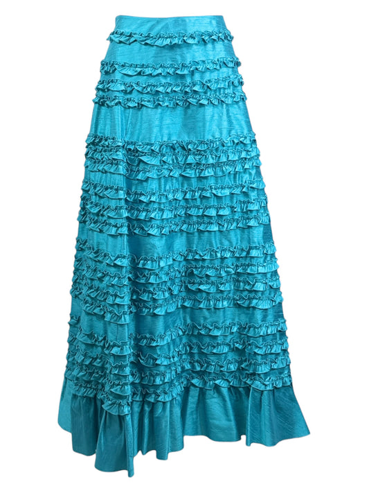 Valentino Spring 2002 Look 44 Long ruffle skirt turquoise
