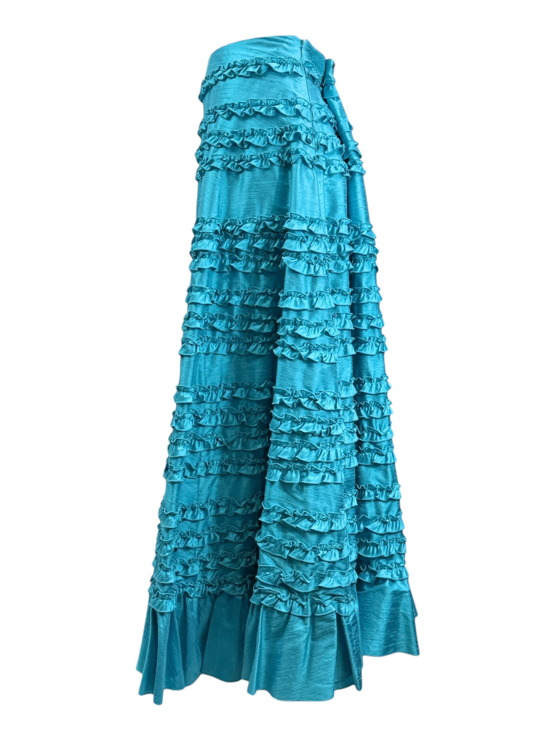 Valentino Spring 2002 Look 44 Long ruffle skirt turquoise