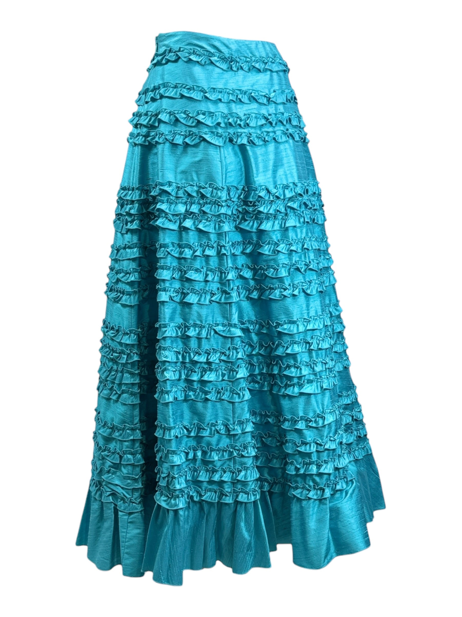 Valentino Spring 2002 Look 44 Long ruffle skirt turquoise
