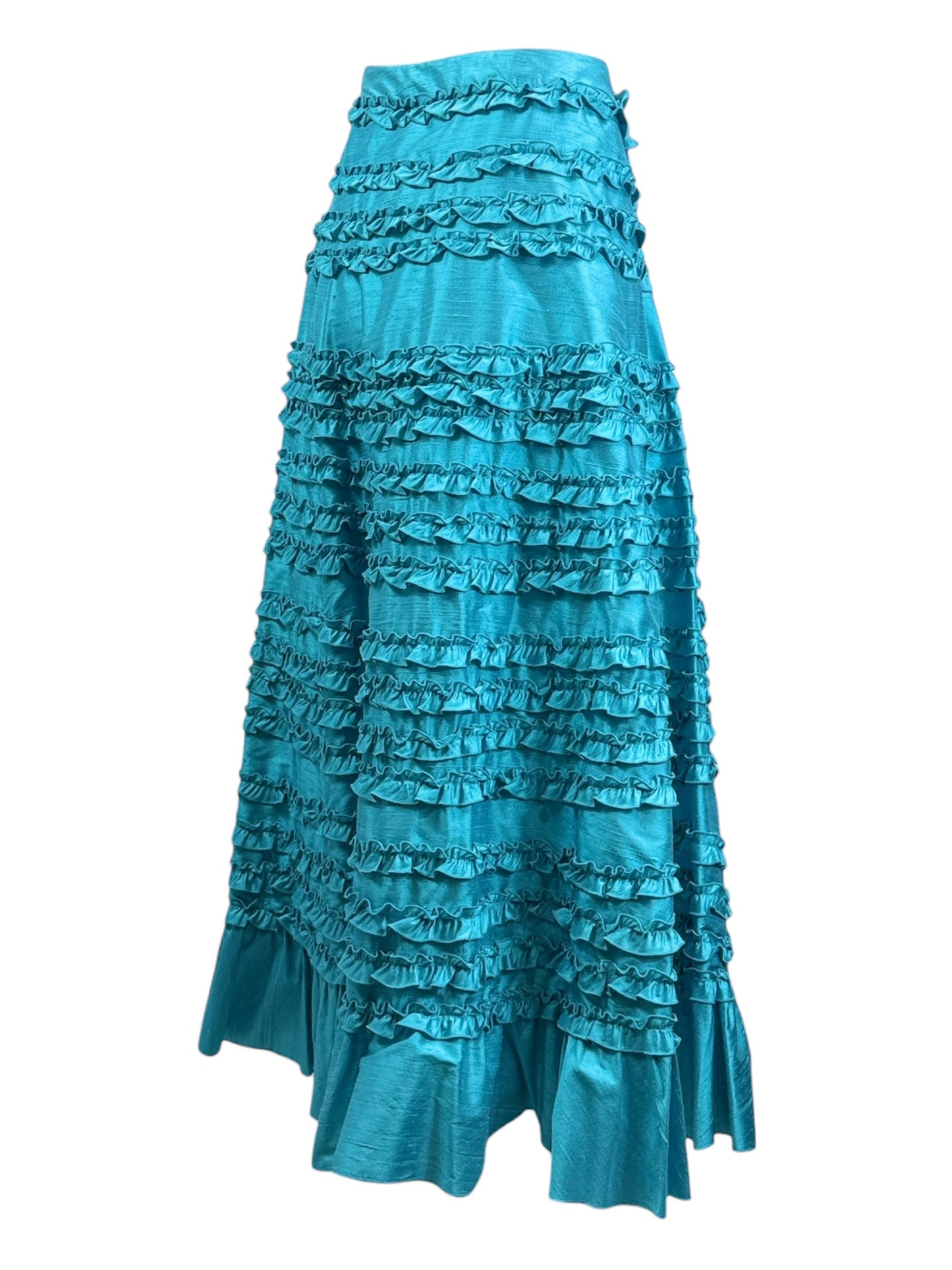 Valentino Spring 2002 Look 44 Long ruffle skirt turquoise