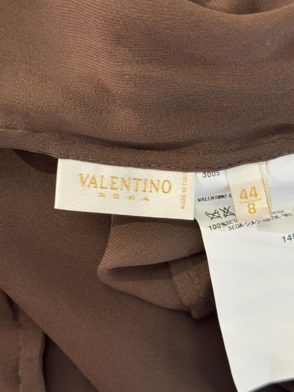 Valentino Spring 2003 Cocoa crepe silk embroidered blouse