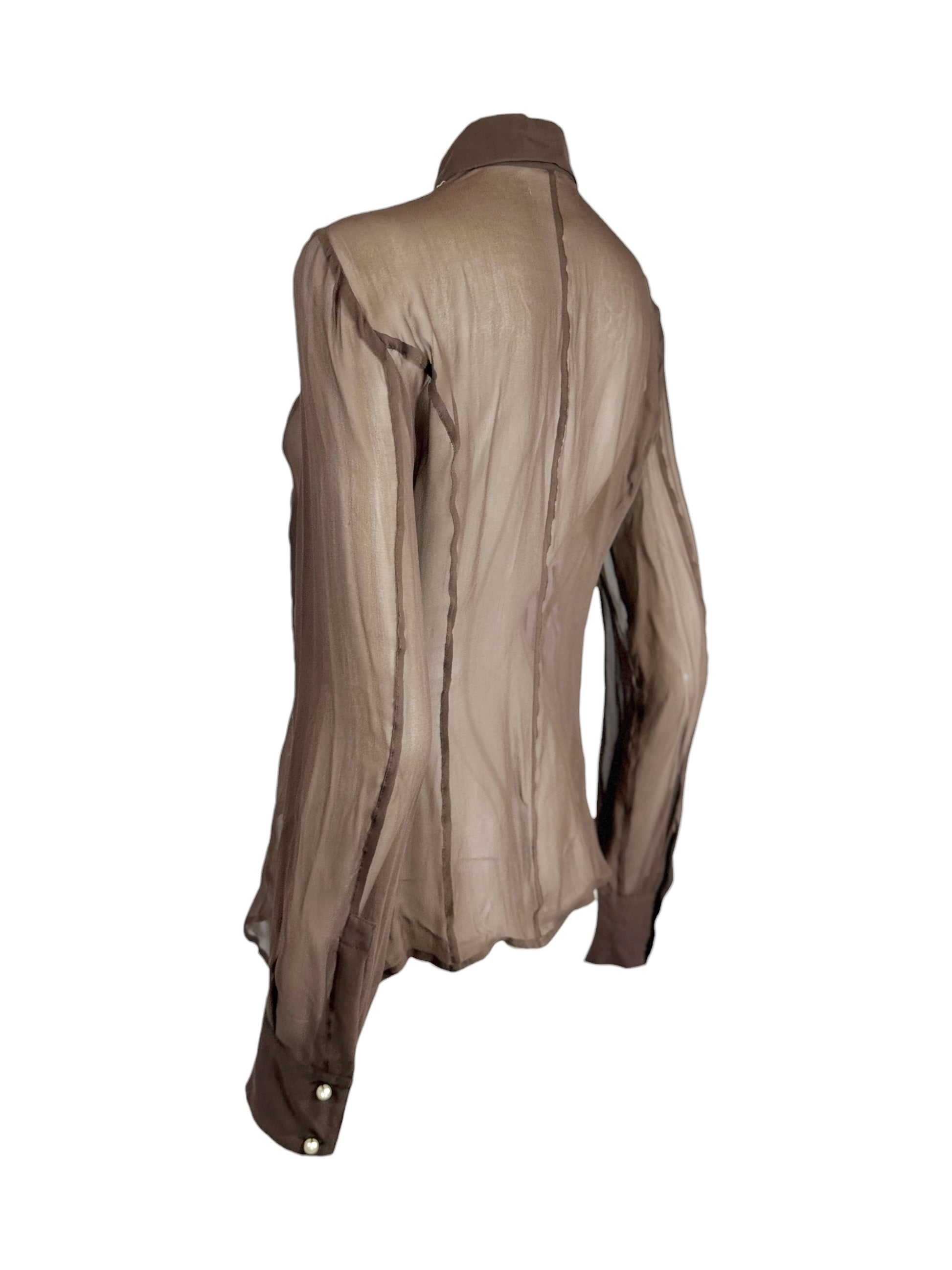 Valentino Spring 2003 Cocoa crepe silk embroidered blouse