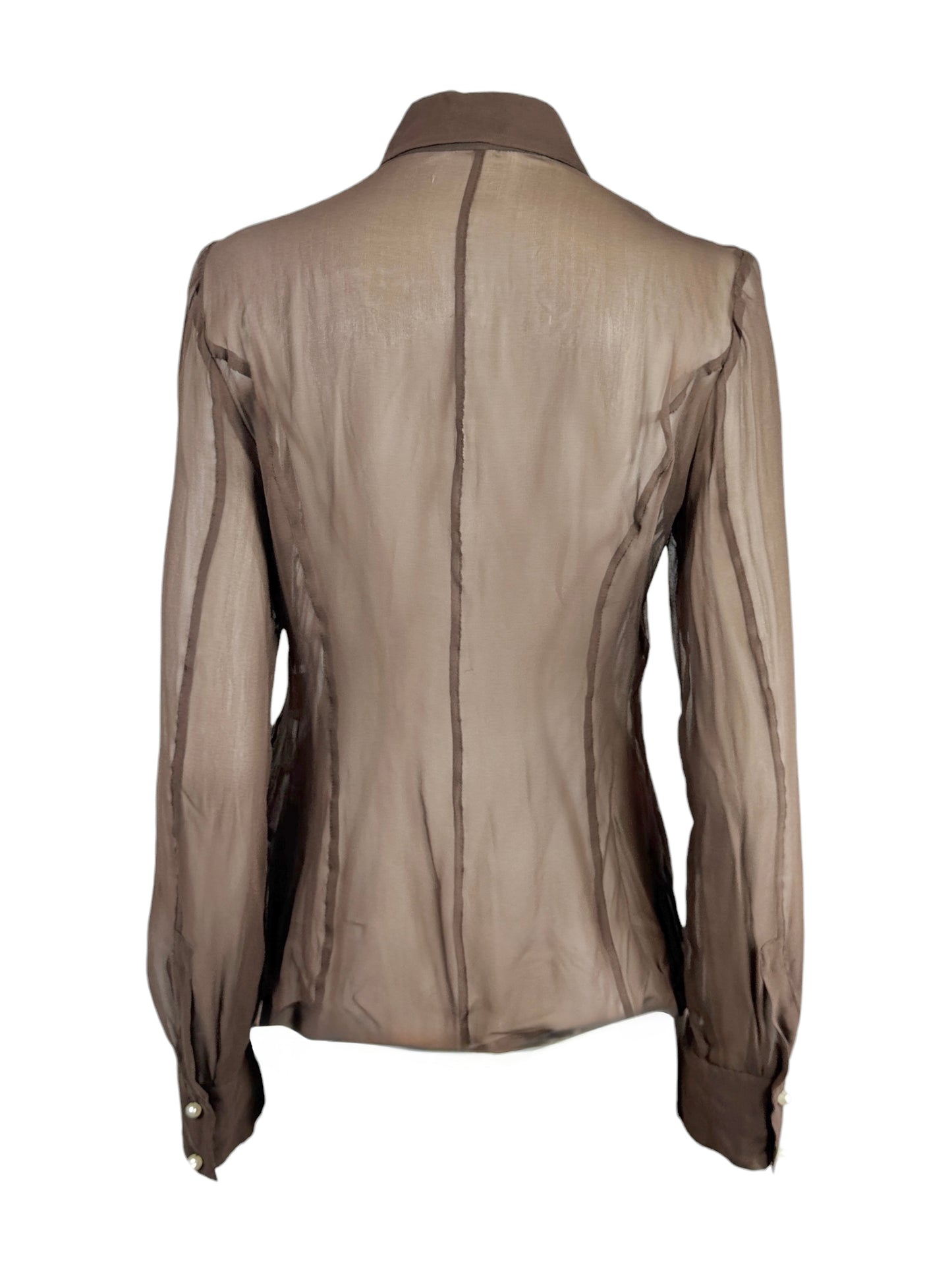 Valentino Spring 2003 Cocoa crepe silk embroidered blouse