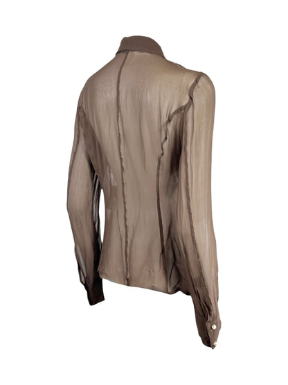 Valentino Spring 2003 Cocoa crepe silk embroidered blouse