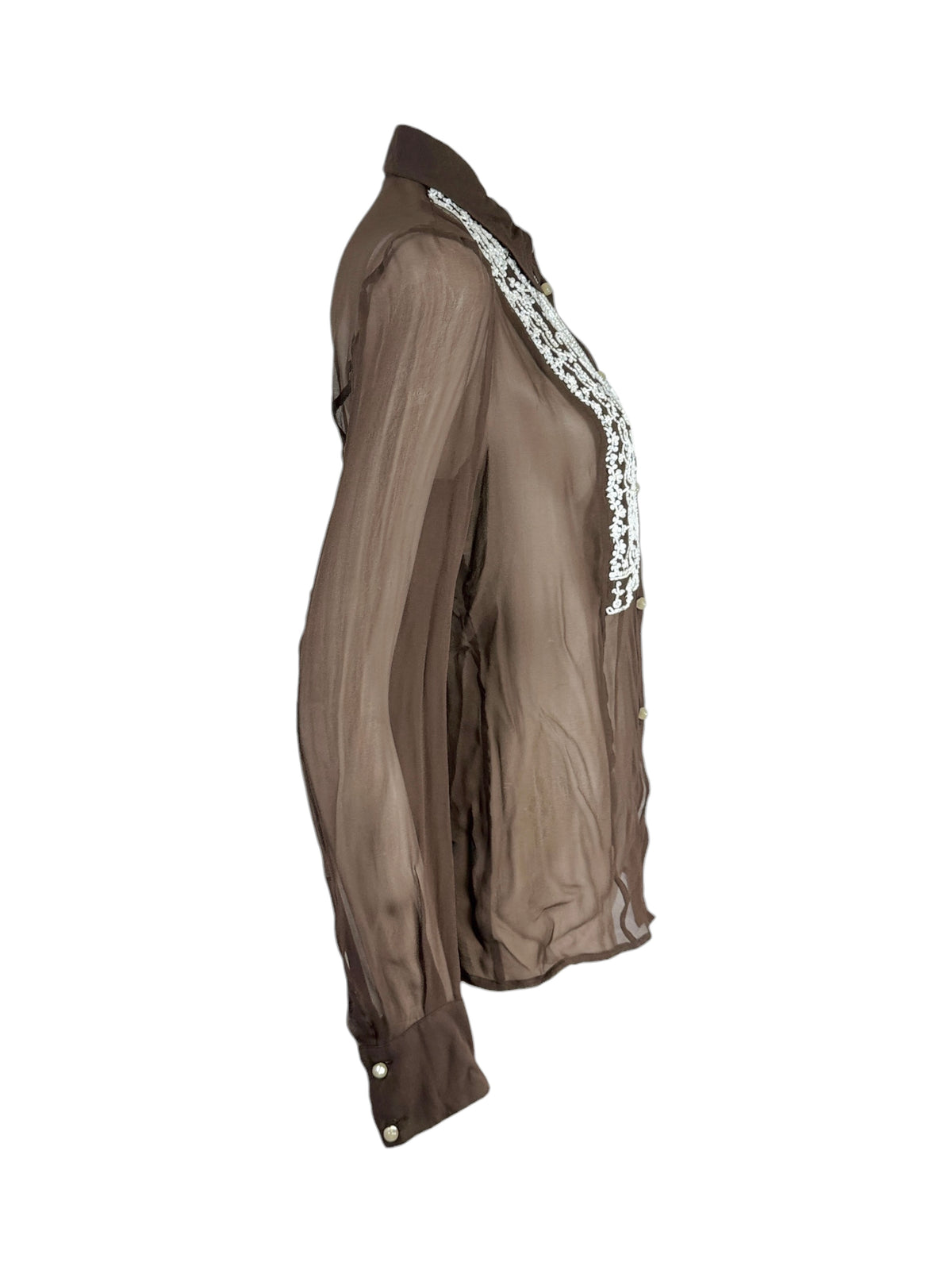 Valentino Spring 2003 Cocoa crepe silk embroidered blouse