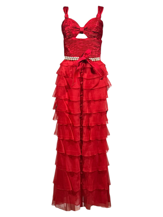 Valentino Spring 2005 Look 73 Maxi red ruffled dress
