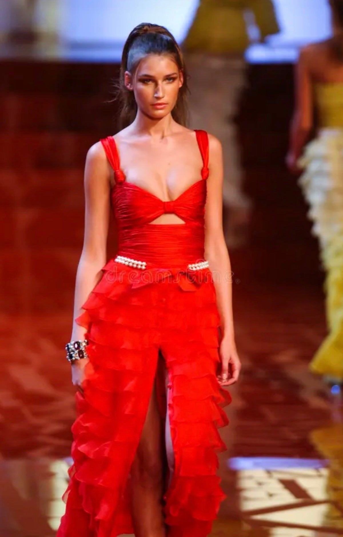 Valentino Spring 2005 Look 73 Maxi red ruffled dress