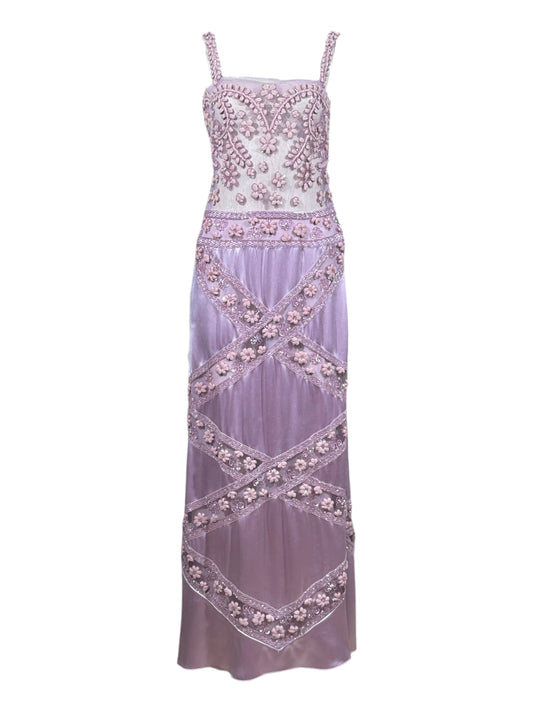 Valentino Spring 2007 Look 58 Maxi lilas satin dress with embroidered tulle
