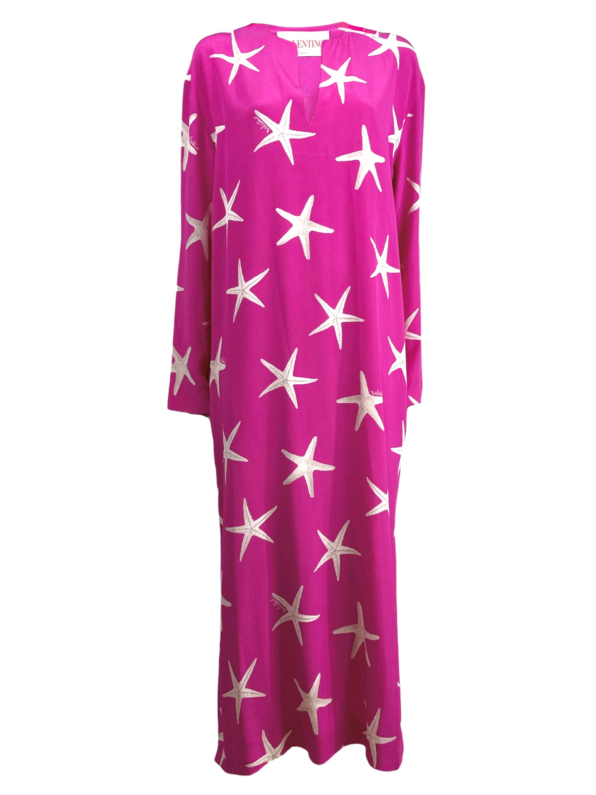 Valentino X Alessandro Michele Escape 2024 Starfish fuschia crepe silk dress