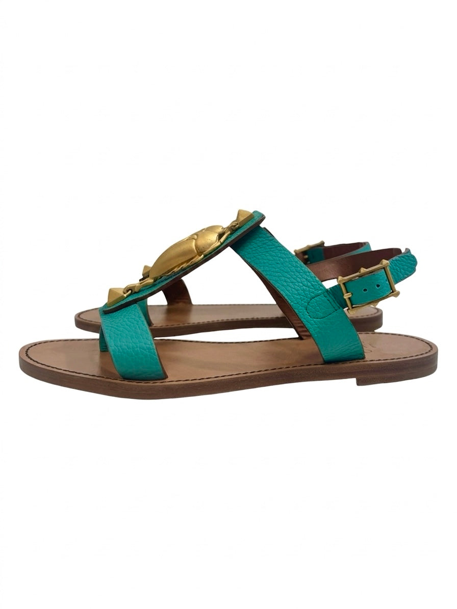 Valentino turquoise scarabs sandals