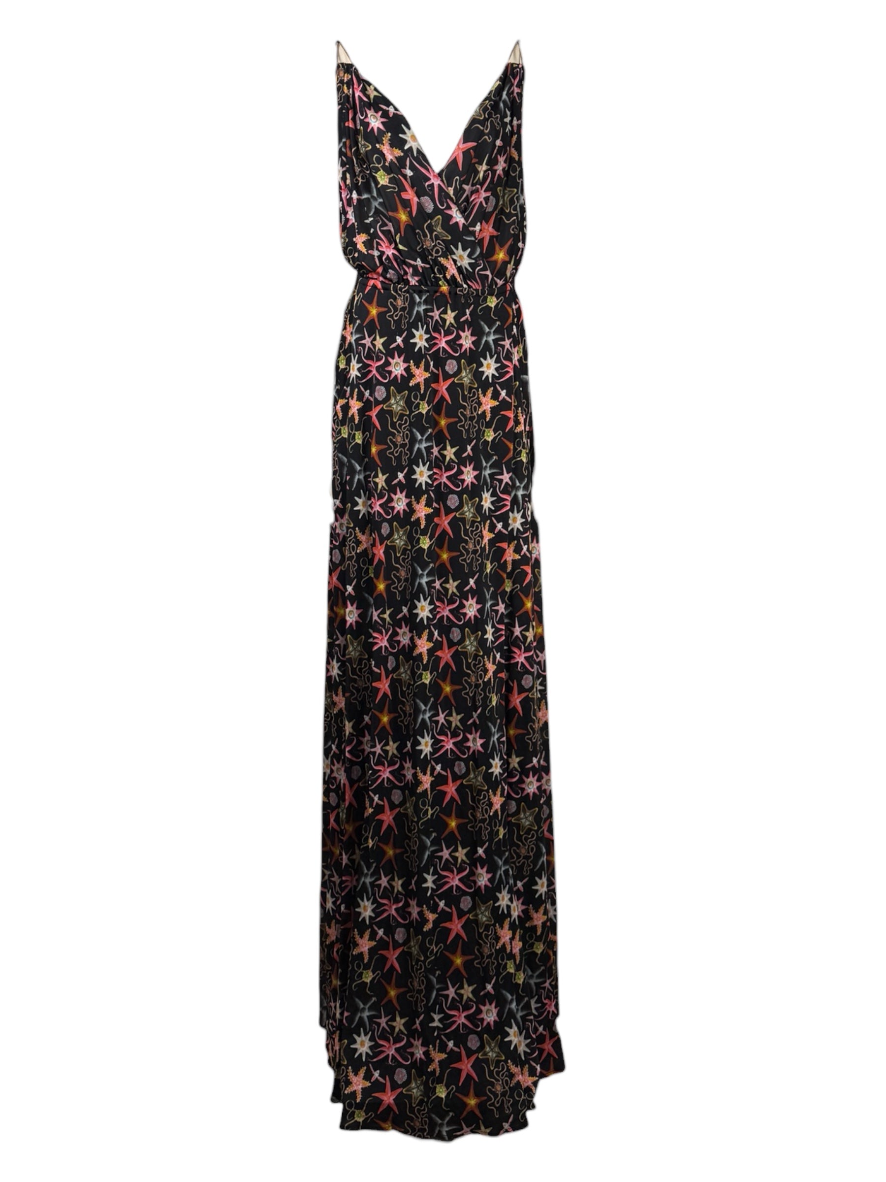 Versace Collection 2015 - Long black viscose jersey dress printed with multicolored starfish motifs 20
