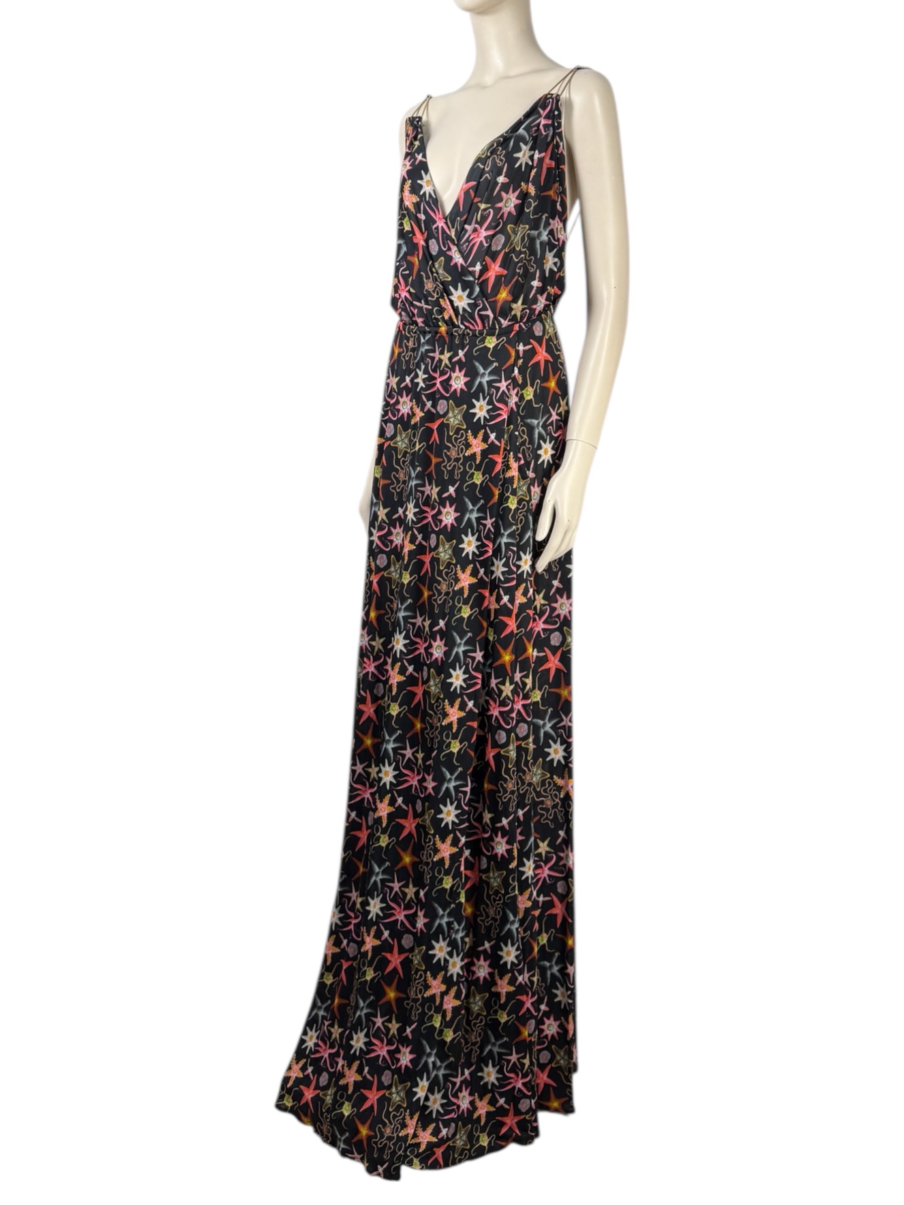 Versace Collection 2015 - Long black viscose jersey dress printed with multicolored starfish motifs 21