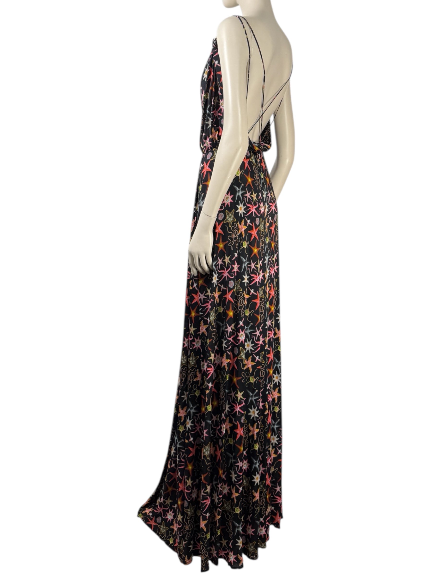 Versace Collection 2015 - Long black viscose jersey dress printed with multicolored starfish motifs 22