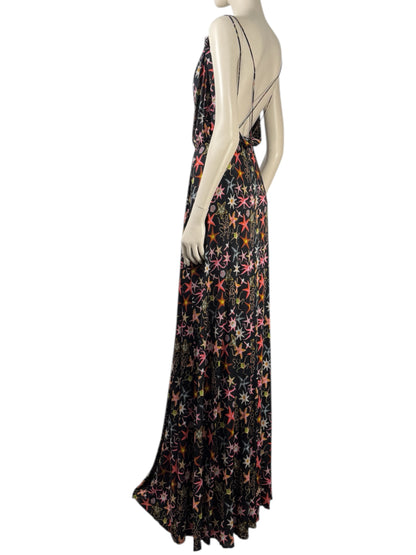 Versace Collection 2015 - Long black viscose jersey dress printed with multicolored starfish motifs 22
