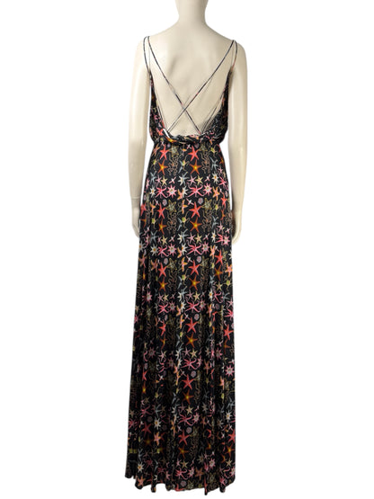 Versace Collection 2015 - Long black viscose jersey dress printed with multicolored starfish motifs 23