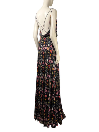 Versace Collection 2015 - Long black viscose jersey dress printed with multicolored starfish motifs 23