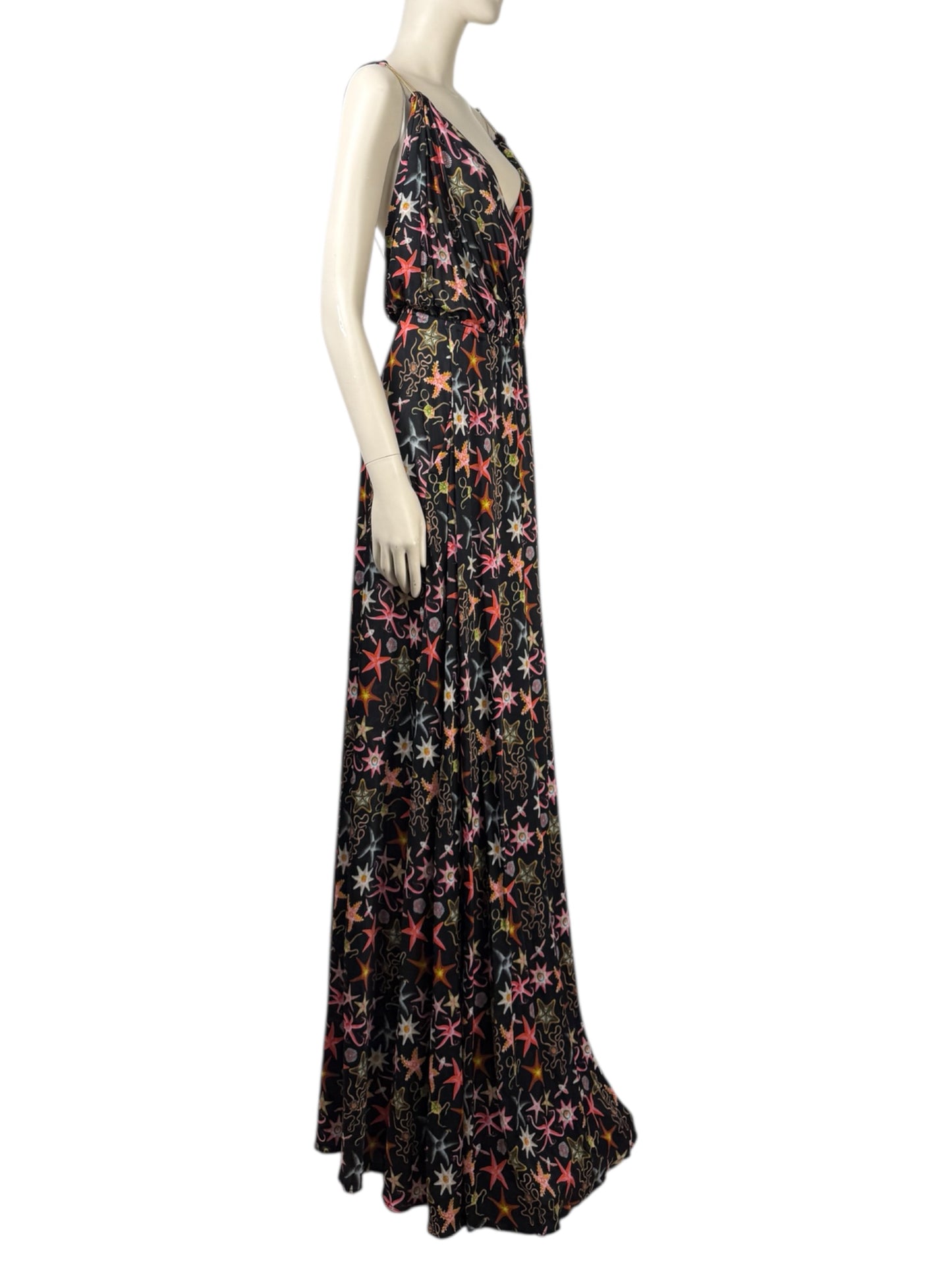 Versace Collection 2015 - Long black viscose jersey dress printed with multicolored starfish motifs 25