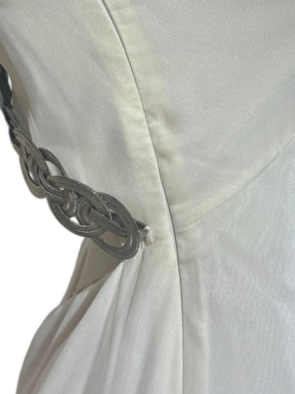 Versace Donatella Versace Spring 2010 Maxi chiffon crepe silk ecru dress chain
