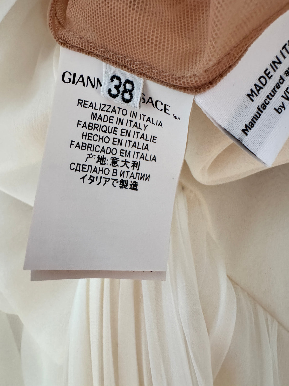 Versace Donatella Versace Spring 2010 Maxi chiffon crepe silk ecru dress chain