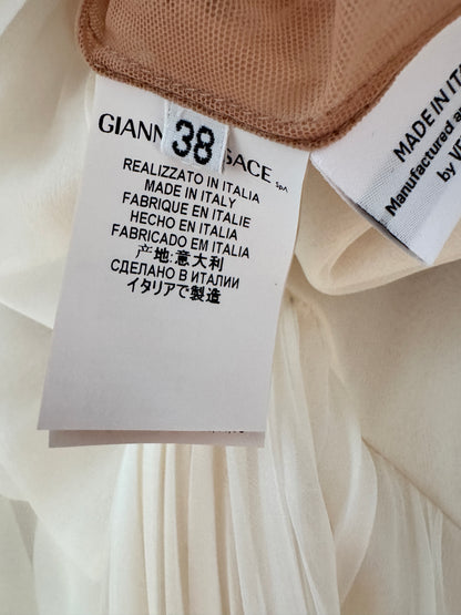 Versace Donatella Versace Spring 2010 Maxi chiffon crepe silk ecru dress chain
