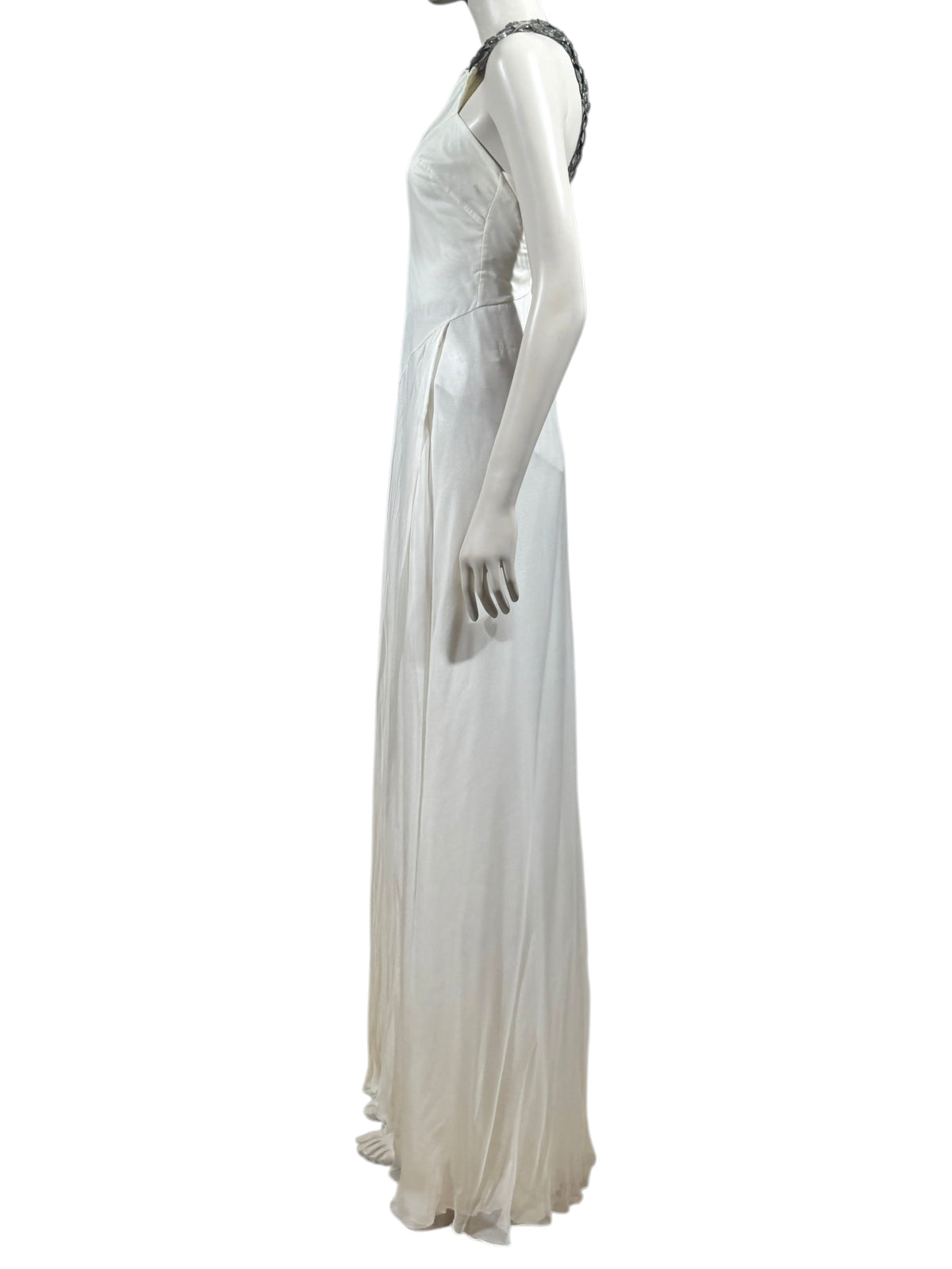 Versace Donatella Versace Spring 2010 Maxi chiffon crepe silk ecru dress chain