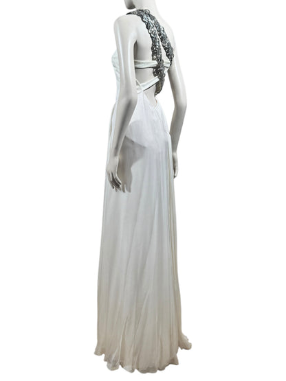 Versace Donatella Versace Spring 2010 Maxi chiffon crepe silk ecru dress chain