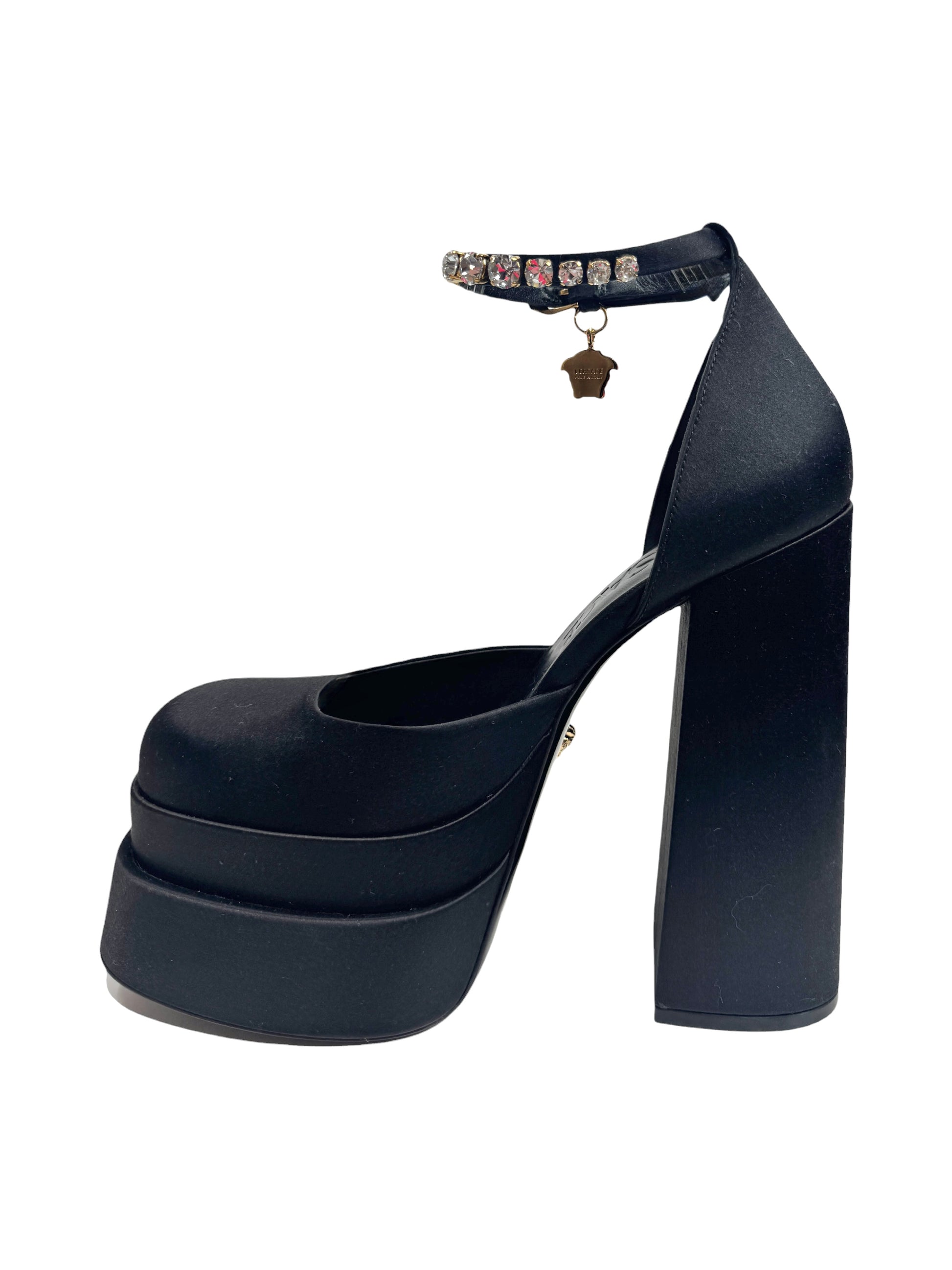 Versace black aevitas silk  pumps
