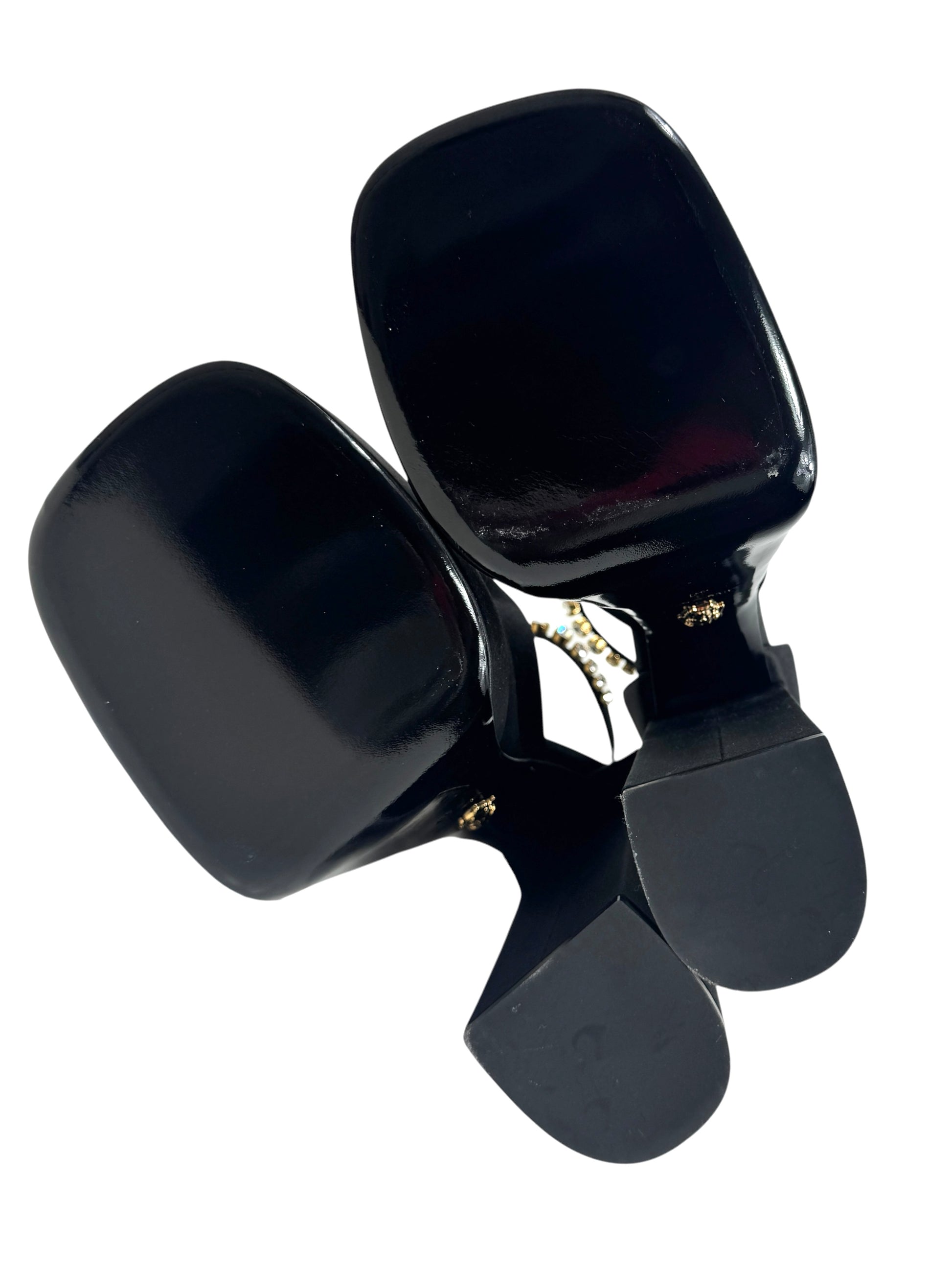 Versace black aevitas silk  pumps