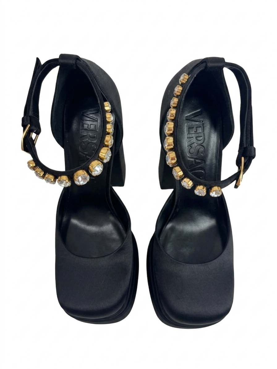 Versace black aevitas silk  pumps