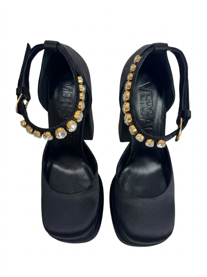 Versace black aevitas silk  pumps