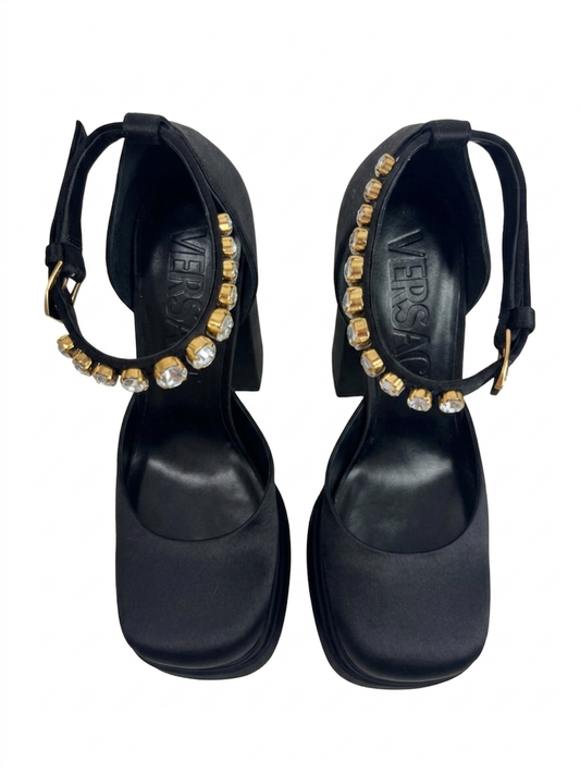 Versace black aevitas silk  pumps