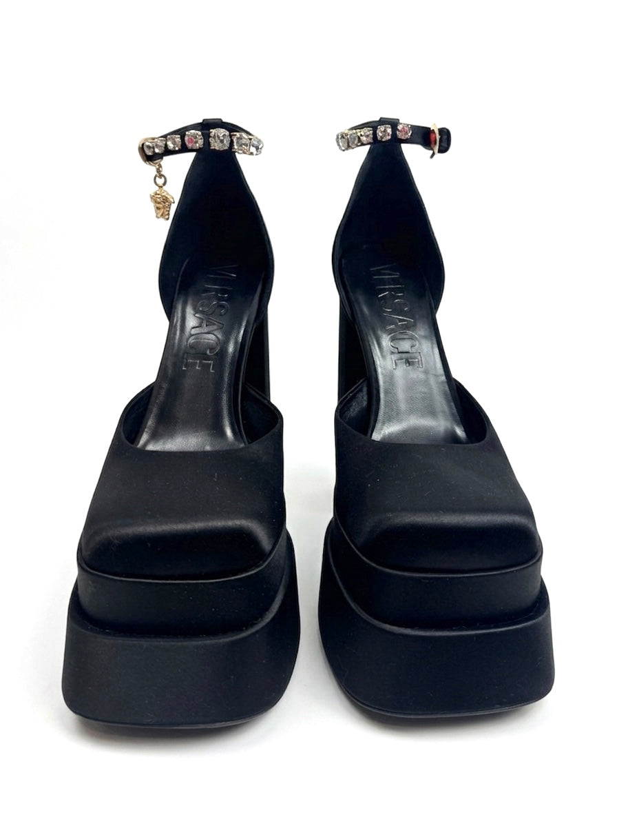 Versace black aevitas silk  pumps
